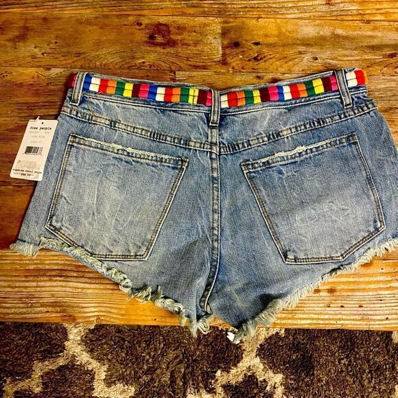 Free People 9102 Eliot Embroidered Denim Shorts - Picture 2 of 4